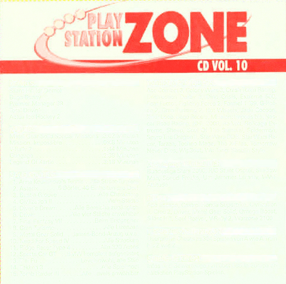 PlayStation Zone Vol. 10 - 09/99 - Backcover