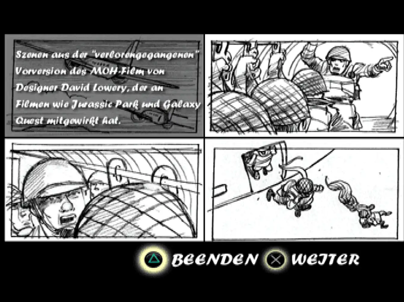 Storyboard einer frühen Version
