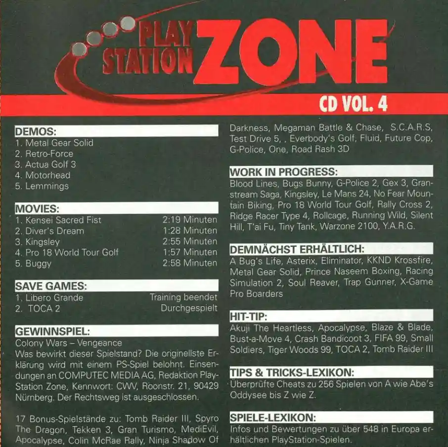 PlayStation Zone Vol. 4 Backcover